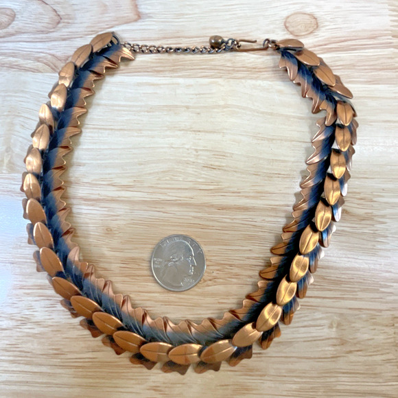 Vintage Rebajes MCM Articulated Copper Necklace Choker 3D 18" - Picture 7 of 11